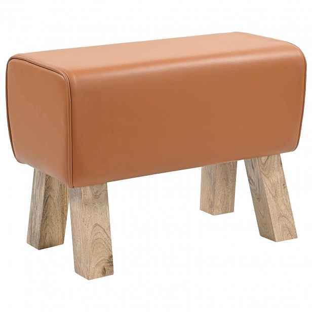 vidaXL lavice 60 x 30 x 45 cm Pravá kůže Hnědá