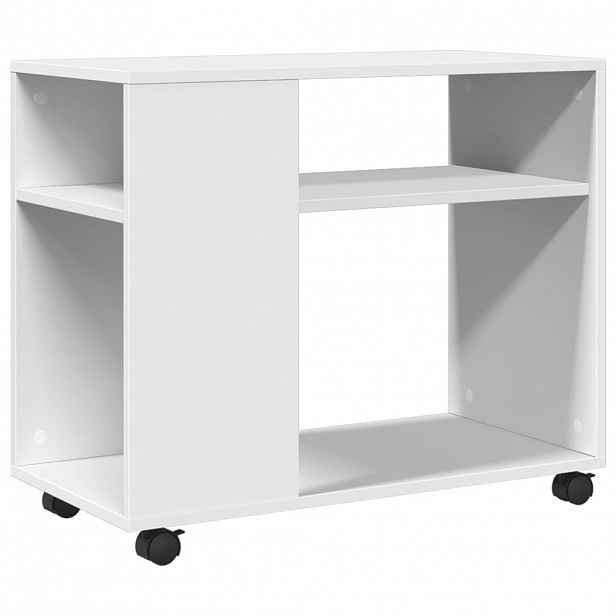 vidaXL Odkládací stolek na kolečkách bílý 70x35x60 cm kompozitní dřevo