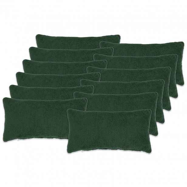 vidaXL Povlak na polštář 12 pcs HEERLEN Tmavě zelená 40 x 80 cm Bouclé