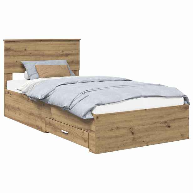 vidaXL Rám postele s čelo Dub artisan 100 x 200 cm Kompozitní dřevo