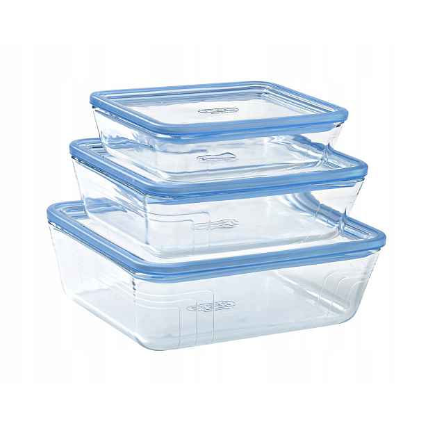 Sada 3 žáruvzdorných nádob Pyrex Pure 0,8+1,5+2,7 L se skleněným víkem