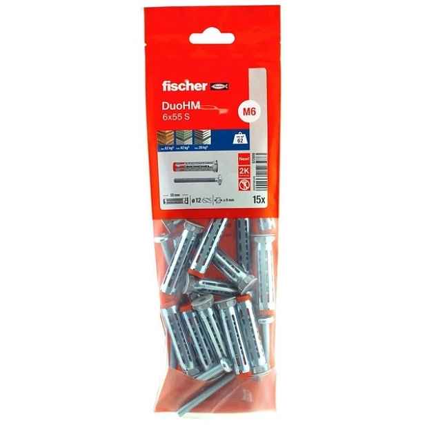 Kotva pro tvárnice DuoHM 6x55 mm S Pz Pb 15 kusů Fischer