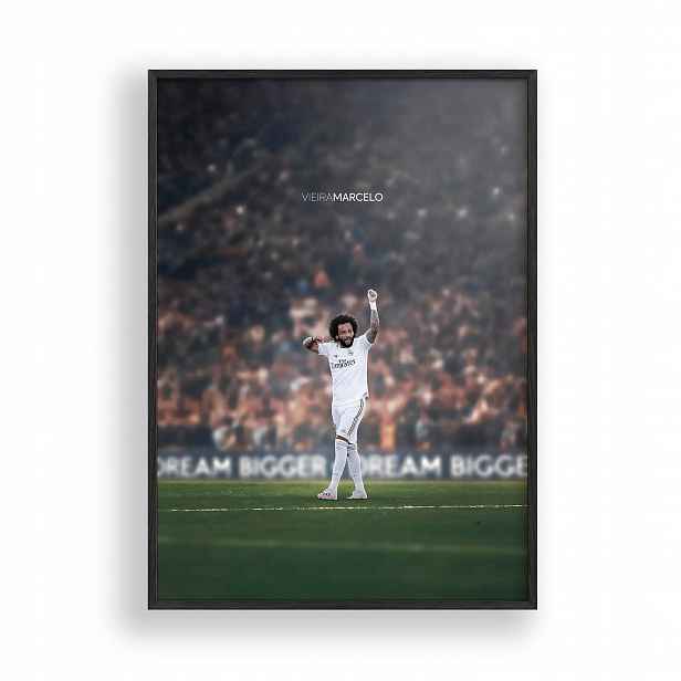 Obraz Marcelo Real Madrid Plakát Rámeček Dřevěný Černý 30x42 cm
