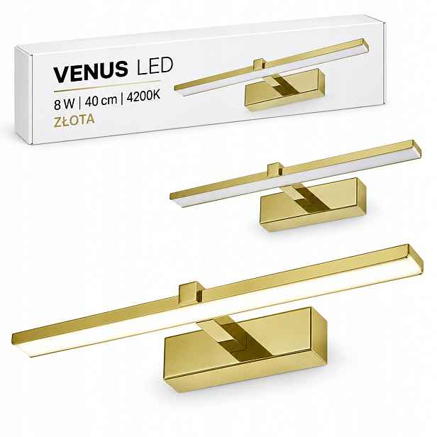 Venus 8W zlatá lampa 40 cm Led nad pohovku do obývacího pokoje 4200K IP44 580lm nástěnná