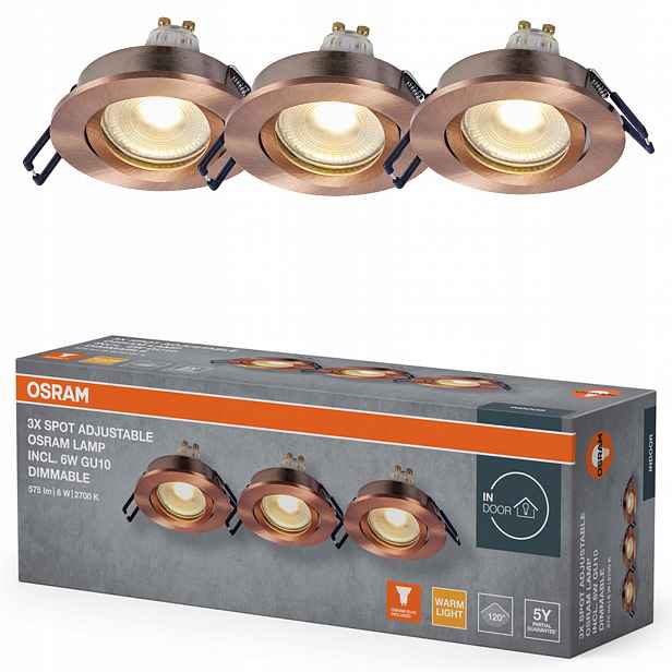 3x Podomítkové stropní svítidlo Halogenové Led Spot Pohyblivé GU10 6W 2700K