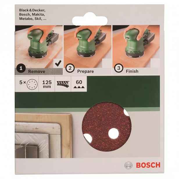 Brusný papír Řř125 Mm, G60, 8 Děr, Suchý Zip