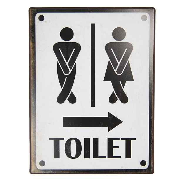 Nástěnná kovová cedule Toilet - 26*35 cm Clayre & Eef