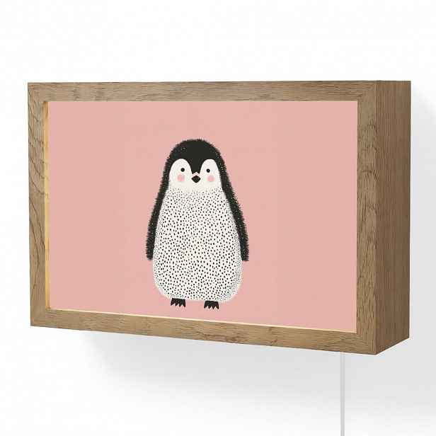 OnlyWow NÁSTĚNNÁ LAMPA Tučňák - Tečky - Minimalistický - Růžový 30x20 cm