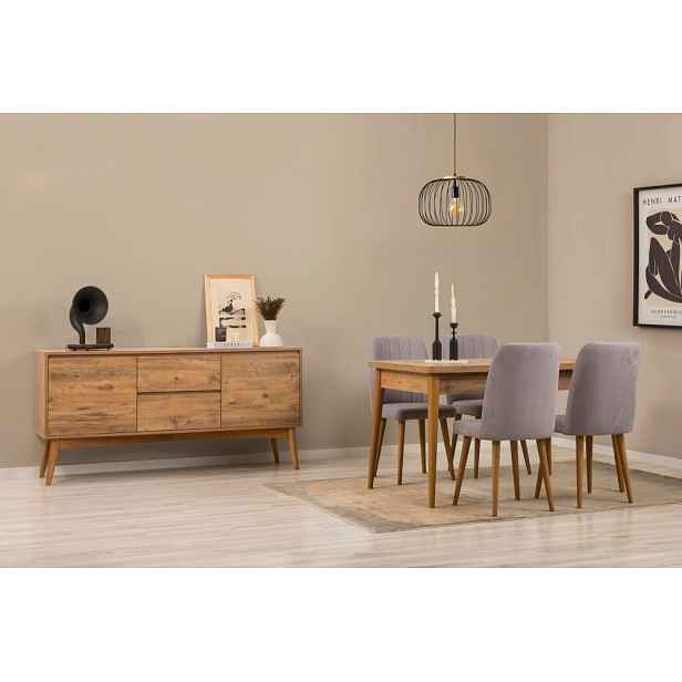 Set s rozkládacím stolem, židlemi a konzolou (6 kusů) Vina 01 0701 - Atlantic Pine, Grey
