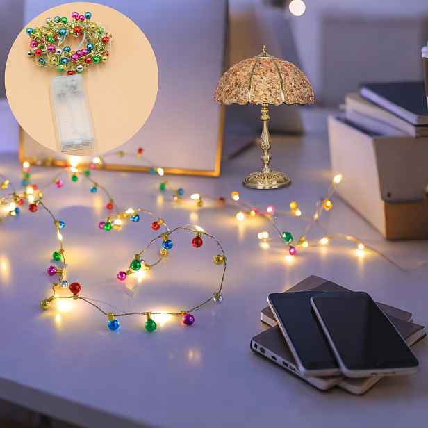 TEMU Extra dlouhé 200 cm/78,74 palců LED mini vícebarevné pohádkové světýlka s kulatými hlavičkami, barevná girlanda dekorativní světelný řetěz,