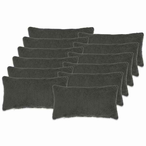 vidaXL Povlak na polštář 12 pcs HEERLEN Tmavě šedá 40 x 80 cm Bouclé