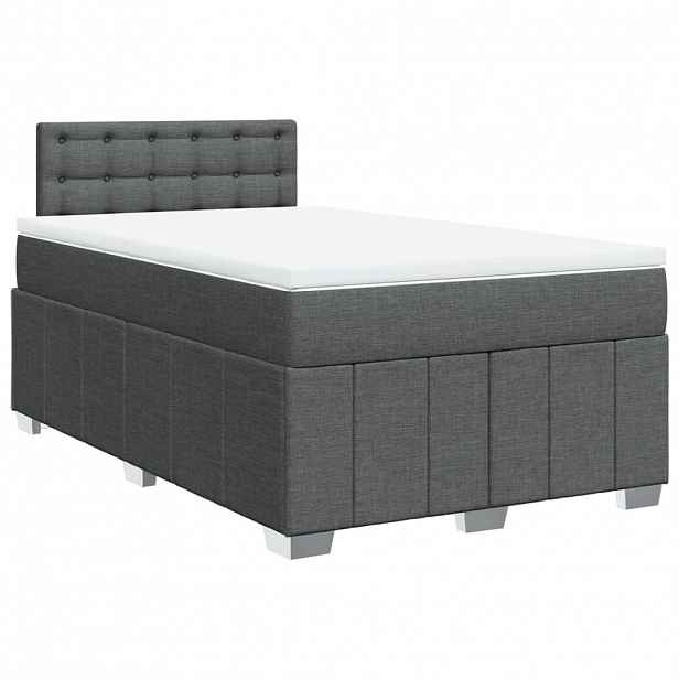 vidaXL Box spring postel s matrací tmavě šedá 120x200 cm textil