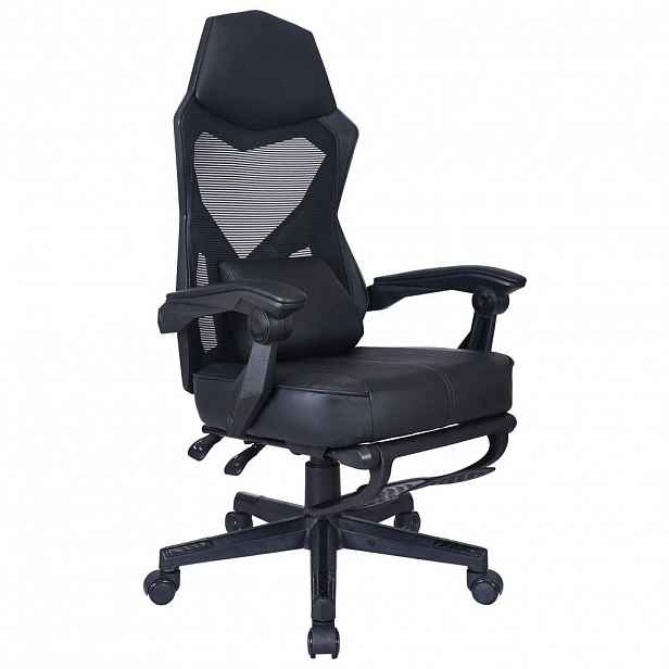 Carryhome HERNÍ ŽIDLE, vzhled kůže, síťovina, černá