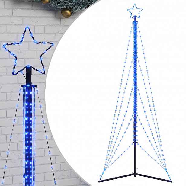 vidaXL LED vánoční stromek 525 modrých LED diod 302 cm