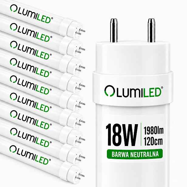 10x Led žárovka Tuba G13 T8 18W 1980lm 4000K 160° 120cm Lumiled