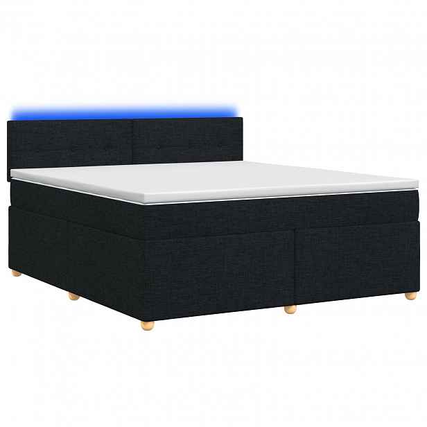vidaXL Postel boxspring s matrací s čelo Černá 180 x 200 cm Textil