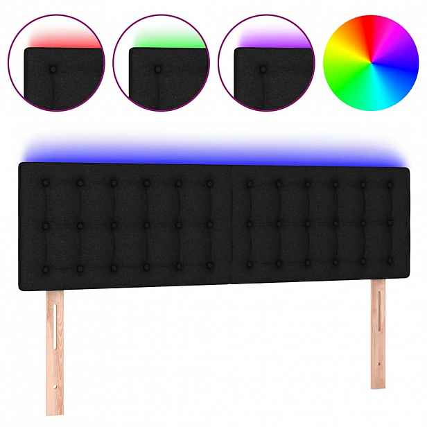 vidaXL Čelo postele s LED černé 144x5x78/88 cm textil
