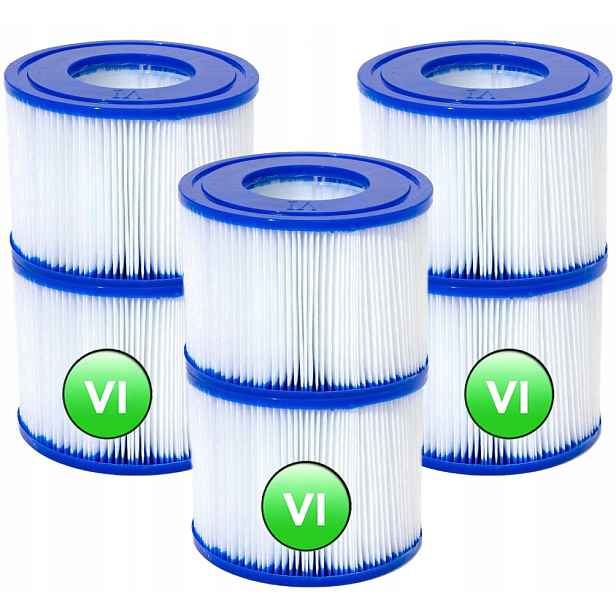 6 x Filtr Pro Lay-z-spa Čerpadlo Jacuzzi 60311 Bestway Filtrační Vložka Typ VI