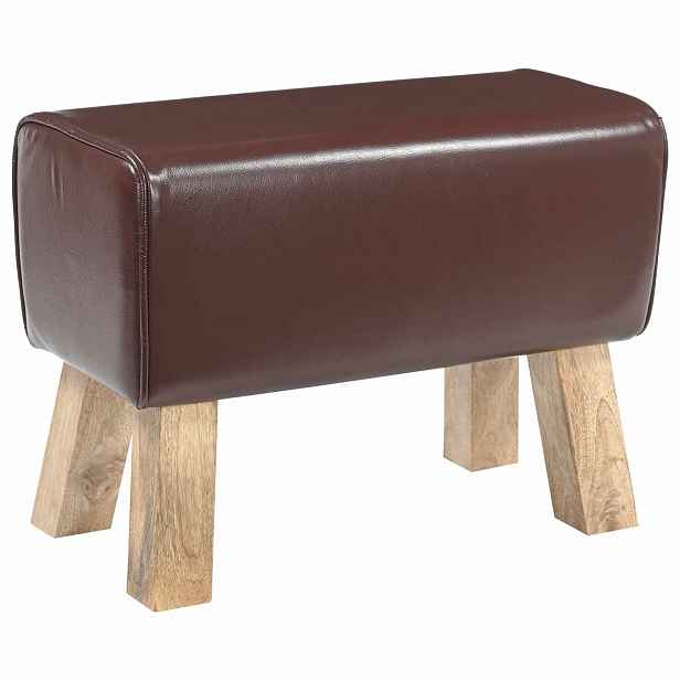 vidaXL lavice 60 x 30 x 45 cm Pravá kůže Tmavě hnědá