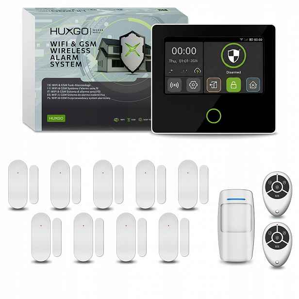 Bezdrátový alarm WiFi Gsm 4G s aplikací Tuya, Huxgo HXA502 4G B