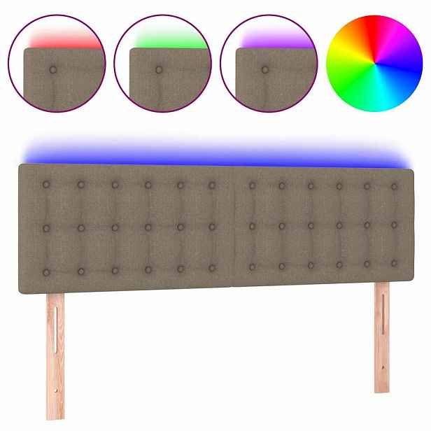 vidaXL Čelo postele s LED taupe 144x5x78/88 cm textil