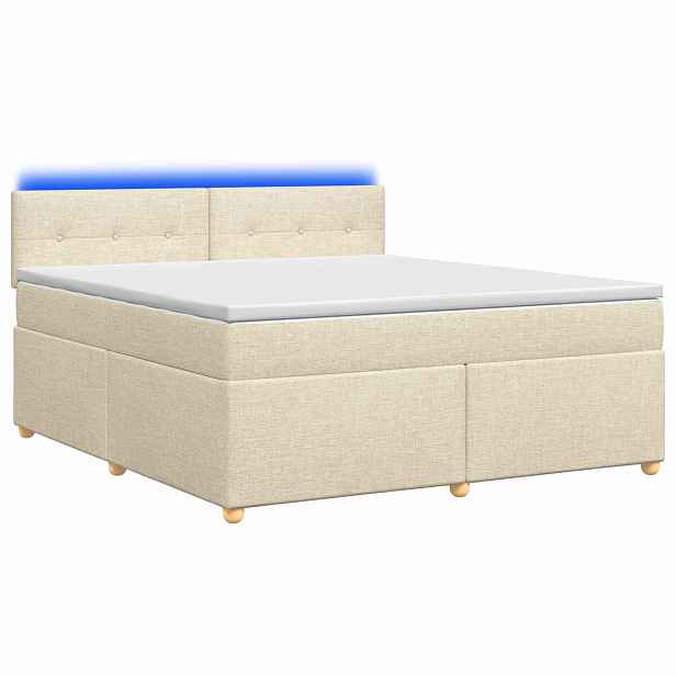 vidaXL Postel boxspring s matrací s čelo Krémová 180 x 200 cm Textil