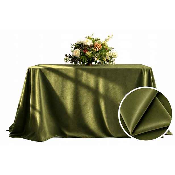 Matový Ubrus Velur 230x230 cm lesní zeleň Khaki