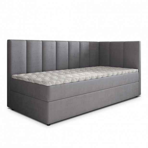 MASSENO AMERICKÁ POSTEL BEVE 80x200 cm, s matrací a úložným prostorem, šedá