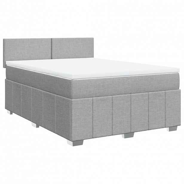 vidaXL Box spring postel s matrací světle šedá 140 x 190 cm textil