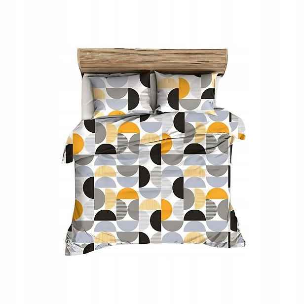 Povlečení flanelové 140x200 šedá oranžová geometrie Flanela Komfort