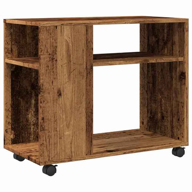 vidaXL Odkládací stolek na kolečkách old wood 70x35x60 cm kompozit