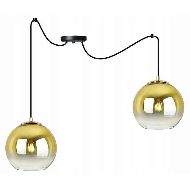 Závěsné Stropní Svítidlo Lustr Pavouk Zlaté Skleněné Stínidlo Koule Loft Glamour