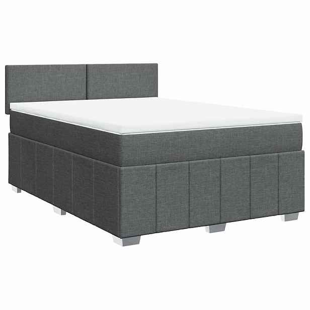 vidaXL Box spring postel s matrací tmavě šedý 140 x 190 cm textil