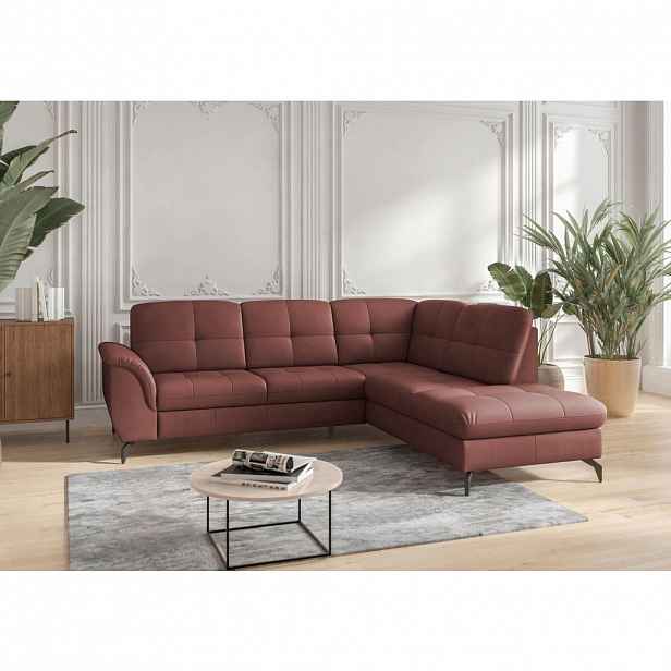 Sit & More ROHOVÁ SEDAČKA, textil, kůže, červenohnědá