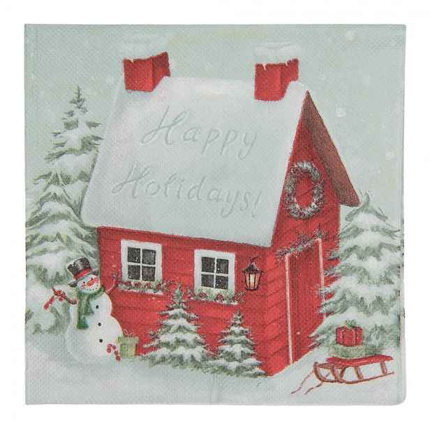 Vánoční papírové ubrousky Happy Holidays - 33*33 cm (20ks) Clayre & Eef
