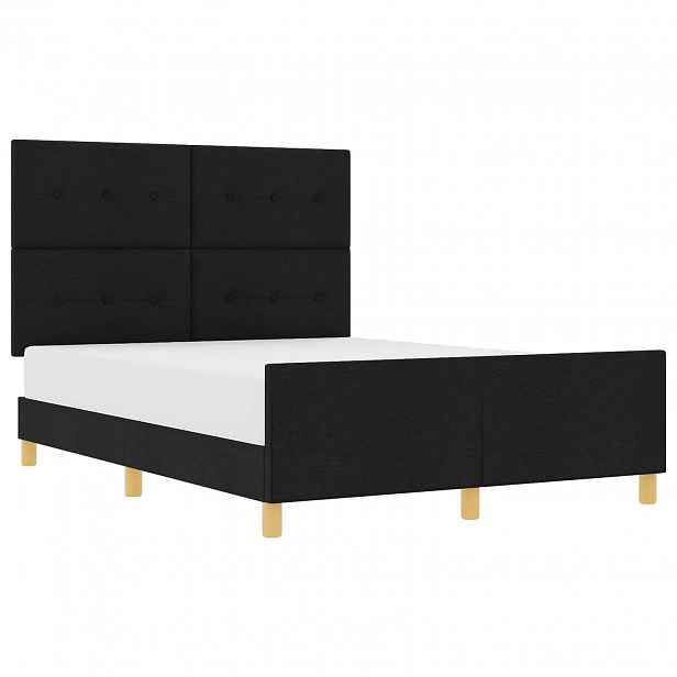 vidaXL Rám postele s čelo Černá 140 x 200 cm textil