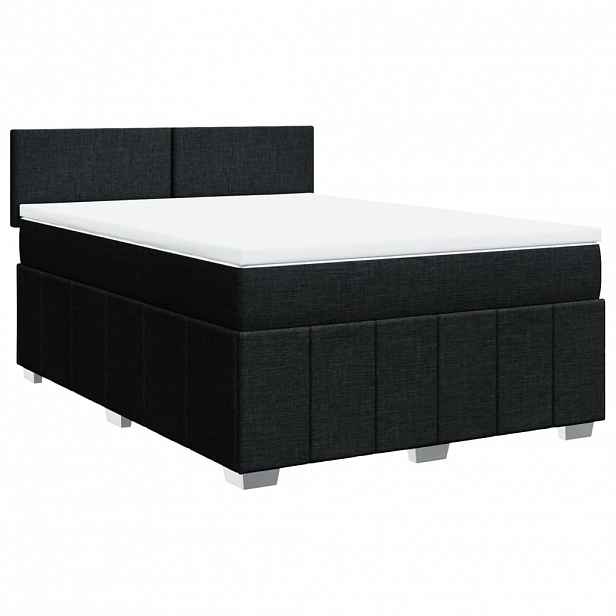 vidaXL Box spring postel s matrací černá 140 x 190 cm textil