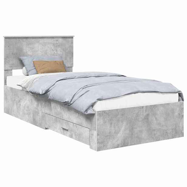 vidaXL Rám postele s čelo Betonově šedá 90 x 190 cm Kompozitní dřevo