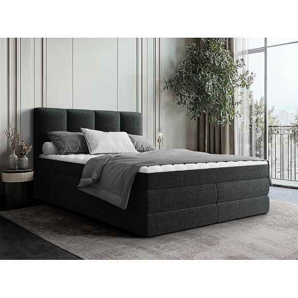 Boxspringová manželská postel 180x200 PULASKI - černá