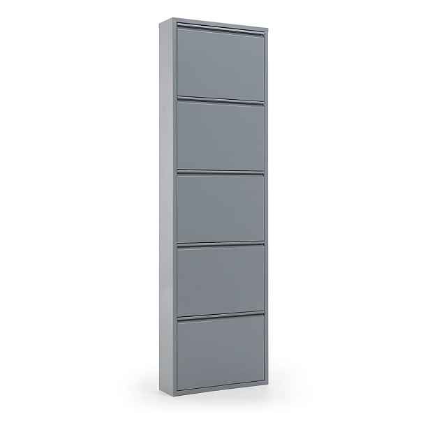 Šedý kovový výklopný botník 50x169x15 cm Ode – Kave Home