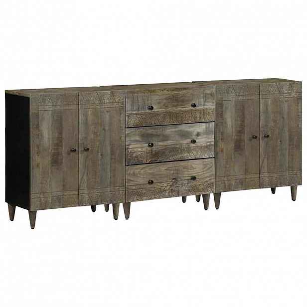 vidaXL 3 kusy příborníků Světle šedá 60x33,5x75 cm Masivní dřevo Mango
