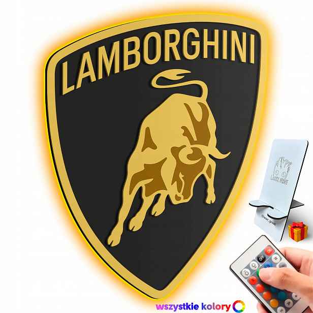 Dřevěný 3D obraz Lamborghini Logo Nástěnná Dekorace Noční Lampa Led
