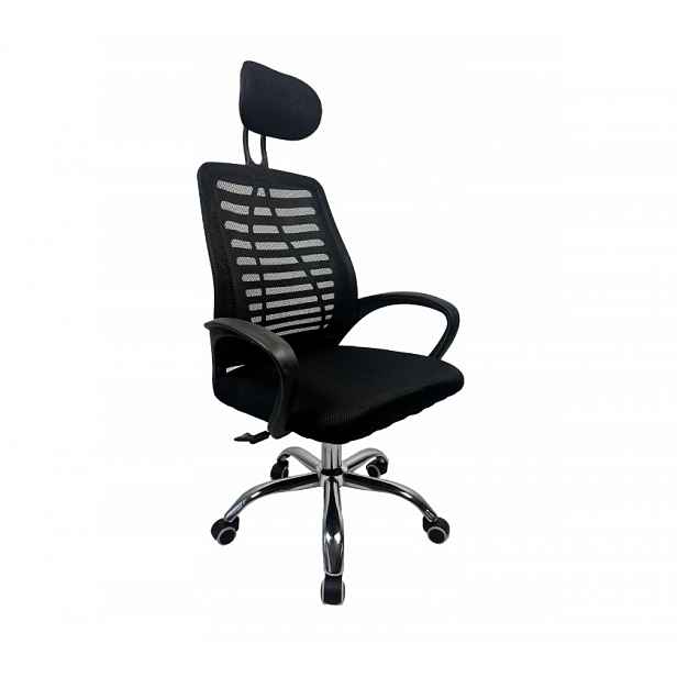 Kancelářská židle Otočné křeslo Ergonomická síťka Opěrka hlavy pro kancelář Černá