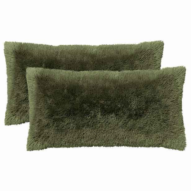 vidaXL Povlak na polštář 2 pcs HEERLEN Zelená 40 x 80 cm PV fleece