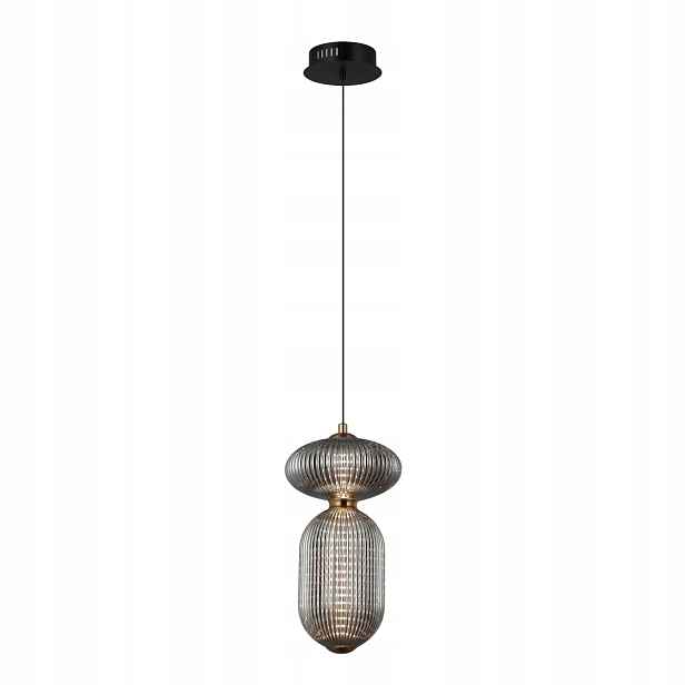 Závěsná lampa Nico Italux Led 11W černá mosaz 3000K skleněné stínítko