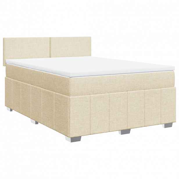 vidaXL Box spring postel s matrací krémová 140x190 cm textil
