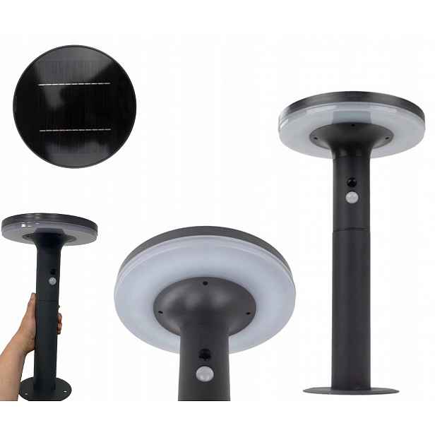 Lampa Premium zahradní Solarna Talíř zahradní sloupek výkonný Led Nw Pir