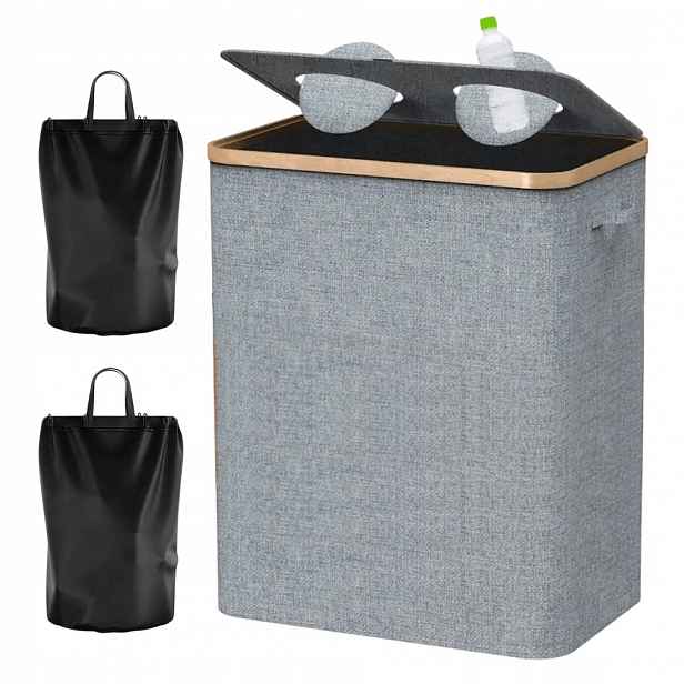 Nádoba na recyklaci 160 l Koš na lahve s pytlem na třídění šedá