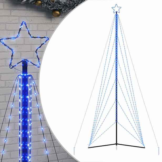 vidaXL LED vánoční stromek 861 modrých LED diod 478 cm
