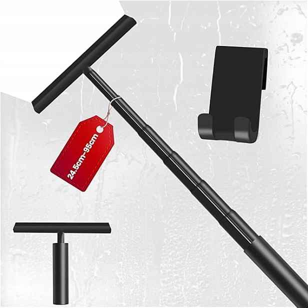 Výsuvná sprchová stěrka s úchytem pro mytí okenních skel 23,5-95 cm